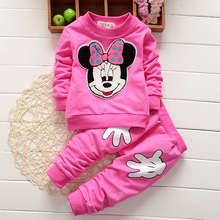 Baby Girls Clothing Sets Cotton Cartoon Minnie Mouse Long Sleeve T Shirt+Polka Leggings Set baby kleding meisje free shipping