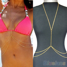Womens Sexy Fashion Gold Body Belly Waist Chain Bikini Beach Harness Necklace 088Y
