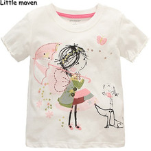 Little maven children brand clothing 2016 summer baby girls clothes Cotton little girl O-neck t shirt kids brand tee tops L064