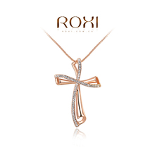 1PCS Free Shipping! White/Rose Gold Plated Classic Austrian Crystal Cross Pendant Necklace Jewelry Wholesale