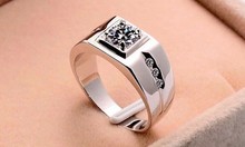 925 Sterling Silver CZ Diamond Ring for Men Vintage Jewelry Crystal Anel Masculino Joias Engagement Wedding
