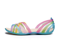croc 2016 Women Cross Shoes block wedges sandals jelly colorful in the hole open toe flat heel beach shoes woman plastic sandals
