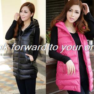 Autumn and winter plus size Women vest PU with a hood vest leather jacket waistcoat slim