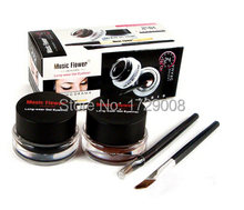 2 pcs in /lot  Brown and Black Gel Eyeliner Make Up Waterproof Cosmetics tools Eye Liner Makeup Eye Brush M1009 Free Shipping