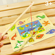 Free shipping kids Wooden Early education animal puzzles toy Magnetic Fishing game, one piece baby toys 12-36 months