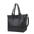 Edgy Rivets Occident Style Women Tote Large Capacity Hand Bag Solid Color Casual Shoulder Bag Designer