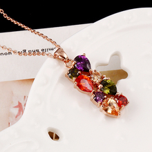 Gold Plated Necklaces Pendants With Multicolor Colorful Cubic Zircon Necklace Jewelry For Women Christmas Gift