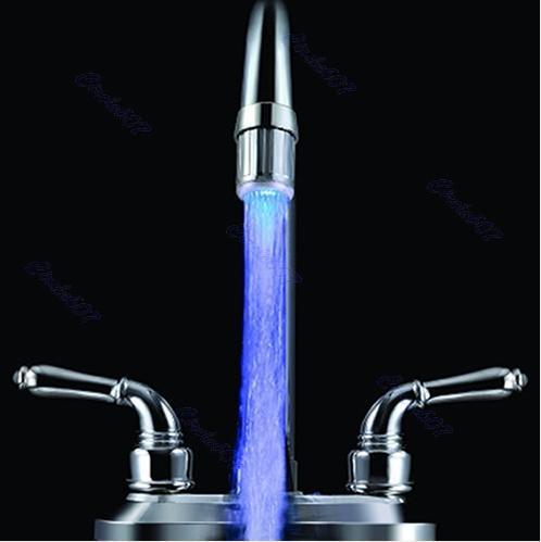 E74 Newest 1PC Bathroom Kitchen Mini Blue ABS Glow LED Light Water Stream Faucet Tap LD8001-A6