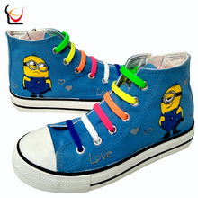 LUC New Men Women Boy Anime Comic Strip Figure Despicable Me Minion Couple Shoes Hand-painted Canvas Lazy Shoelace Gift Footwear