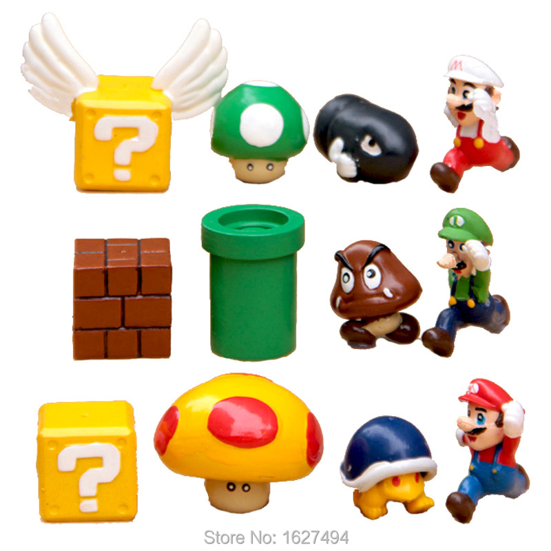 12pcs Super Mario Bros Luigi Game Toy Figures Set yoshi Mario Bross PVC Miniatures Action Figure Kids Toys For Boys Gift