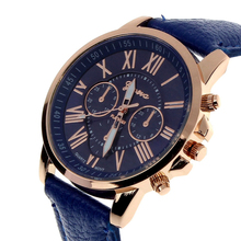 2015 New Fashion Ladies Watches Roman Numerals Faux Leather Women Watch Analog Quartz Watches Women Men