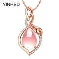 2016 New Trendy Rose Gold Necklaces Pendants Luxury 3 9 ct Natural Pink Quartz Pendant Necklace