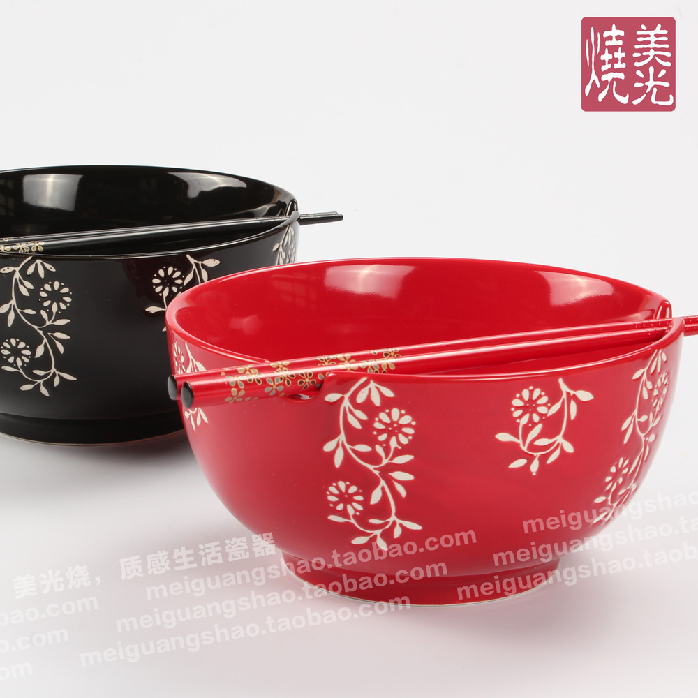 Micron fired ceramic bowl with a hole hole bowl chopsticks Japanese