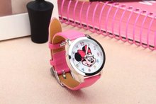 retail 2016 newest hot sales 3D cartoon Minnie boys girls women watch gifts students small leather alloy wristwatch