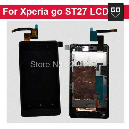 LCD Display Screen Touch Screen Digitizer Assembly With Frame For Sony Xperia GO ST27 ST27i Black White Yellow 5pcs/lot By DHL