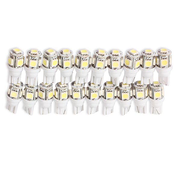 20PCS T10 5050 5SMD LED White Light Car Side Wedge Tail Light Lamp Bright High Quality