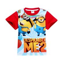 New 2015 boys Girls T Shirt Despicable Me 2 Minions Short Sleeve Baby Children T-shirts Tee Child Clothing