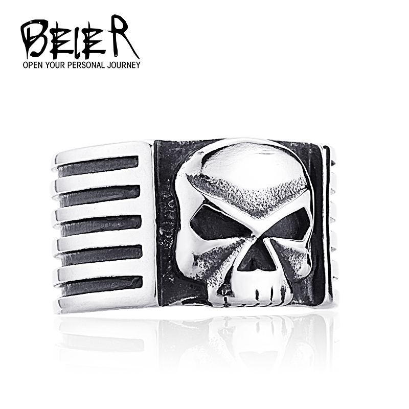 Men s Punk Biker Skull Simple Skeleton Ring Gothic Style Jewelry Stainless Steel BR8 112 US