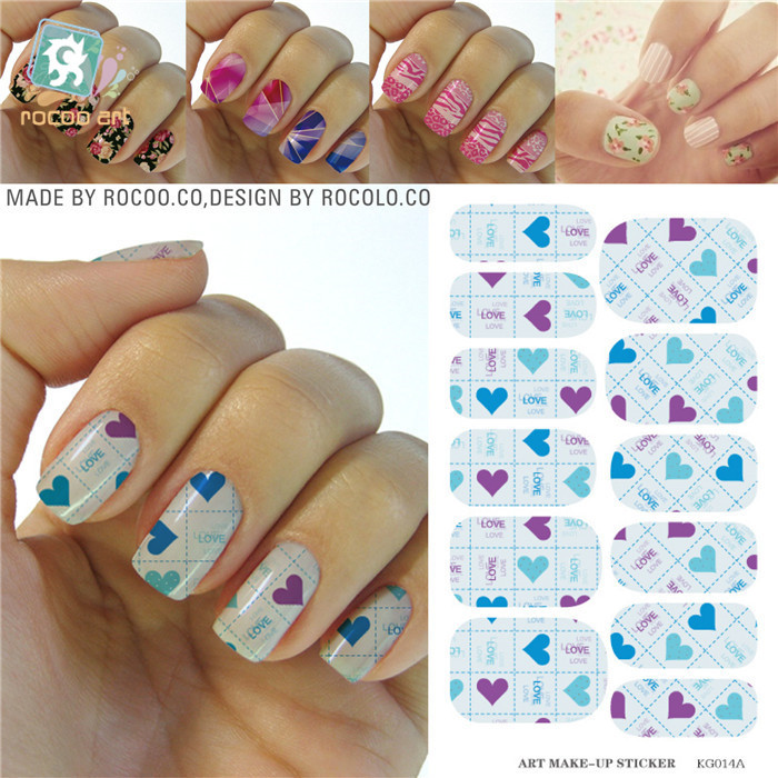 Water Transfer Design Nails font b Tartan b font Purple Blue Heart Stickers Manicure Styling Tools