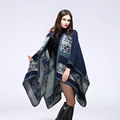 2016New Arrival Luxry Brand Thicken Vintage Printing Winter Scarf Ethnic Stole Kerchief For Woman Fashion Ponchos