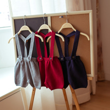2016 spring and autumn baby kids wool Overalls children boys and girls fashion pants shorts