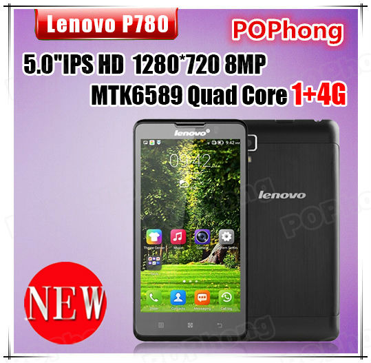 J Original Guarantee Lenovo P780 3G Mobile Phone 5 inch 1280x720px MTK6589 Quad Core Lenovo Phone