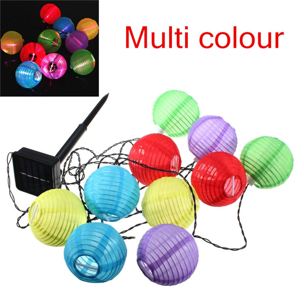 10 LED Solar Power Chinese Lantern Garden String Lights Lamp for Wedding Party Holiday Decoration White Colorful hanging light 10 LED Solar Power Chinese Lantern Garden String Lights Lamp for Wedding Party Holiday Decoration White Colorful hanging light
