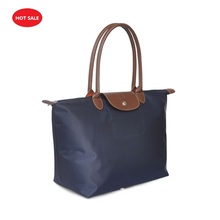 brand ladies nylon long designer shopping tote bags female PU handle Folding handbag women shoulder bags french Champagnes