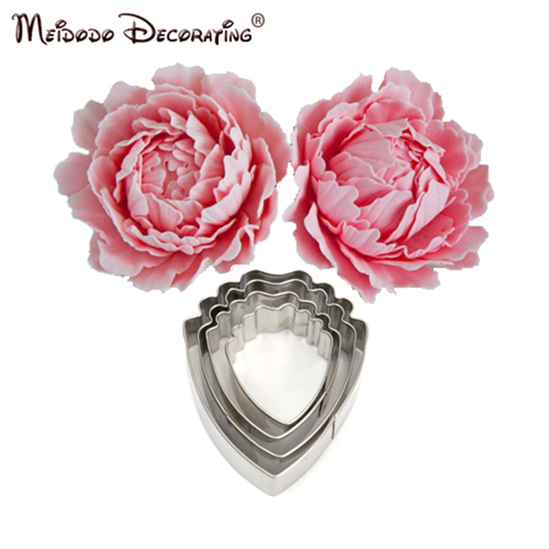 4 Pcs Fondant Cake Decoration Floral petal cutter gum paste flower Cutter Stainless steel peony