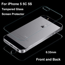 1pair(front+back) 0.3mm 9H 2.5D Tempered Glass Screen Protector for iPhone 5 5G 5S Protective Film Guard pelicula de vidro