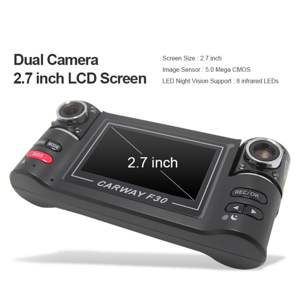 Car Camera Dual Lens F30 2.7" Car Camera Night Vision HD Car DVR Vehicle Driving Camcorder Video Recorder With Original Package Car Camera Dual Lens F30 2.7" Car Camera Night Vision HD Car DVR Vehicle Driving Camcorder Video Recorder With Original Package