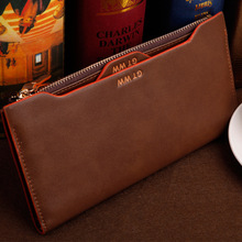 2015 famous brand Genuine leather men zipper long wallet chain cow leather male purse with coin