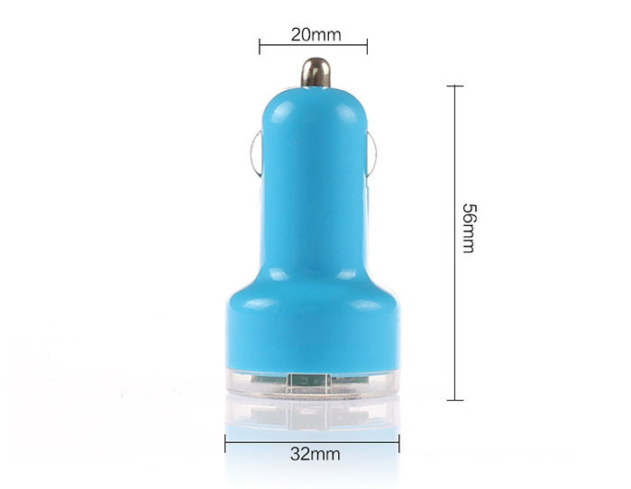 New 2015 Portable Mini Car Charger Adaptor Dual USB 2 Ports Car charger for iPod iPhone 455C5SSamsung HTC iPod iPad Blue LED (20)