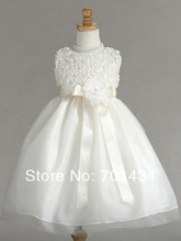 Simple Rose Fabric Ball Gown Flower Girl Dress With Satin Belt Custom Made Ruond Neck Dress For Child