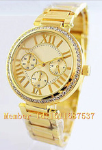 2015 Top marca de lujo vestido de moda Reloj relojes Mujer hombre oro rosa de acero inoxidable Rhinestone de ginebra de cuarzo del Reloj Reloj de Mujer