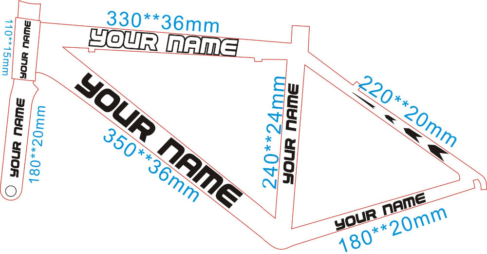 The bicycle Frame sticker carved hollow frame stickers or decals name