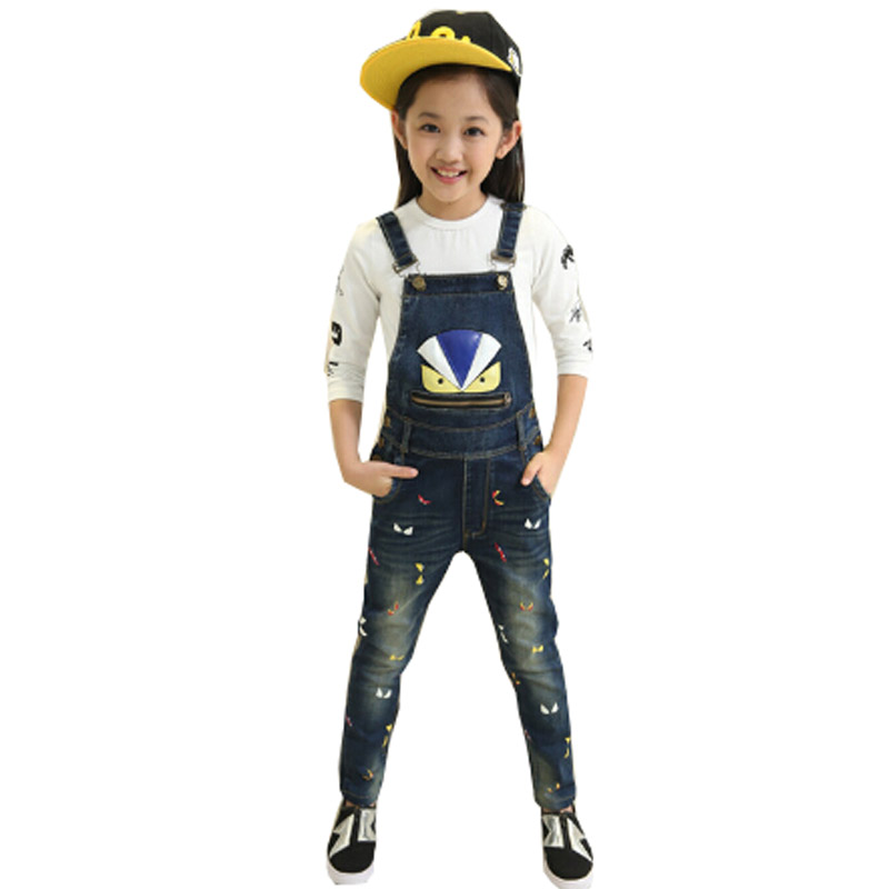 Child denim pants 2015 autumn children's clothing girls jeans kids overalls baby fashion suspenders denim trousers