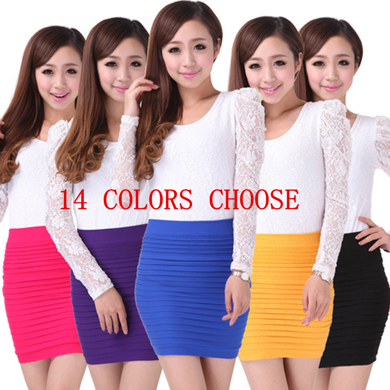 2015 New brand women tight skirts 14 colors high waisted sexy Stretch package skirt lady casual Skirts girls skirt free shipping