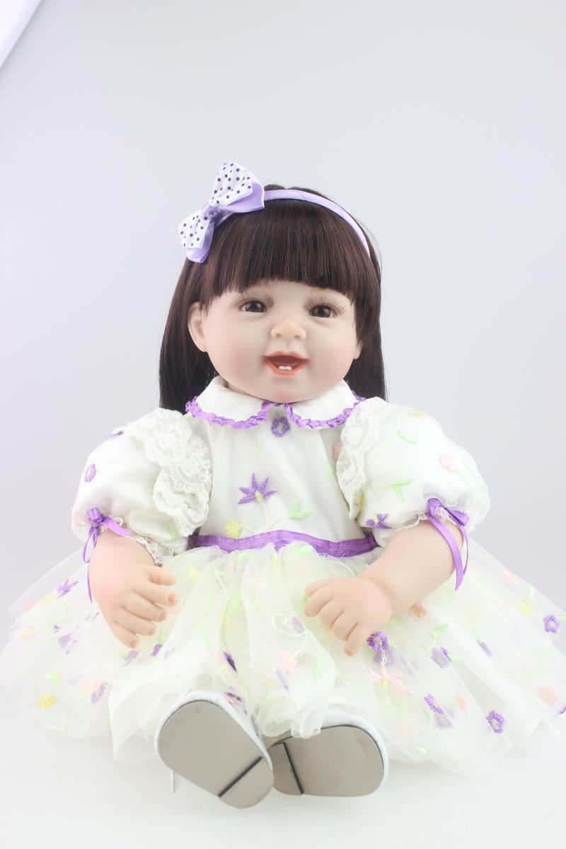 22 Inch Soft Silicone Fashion Princess Girl Doll Lifelike Baby Dolls Reborn Handmade Kids Hobbies  Toys Best Playmate For Kids