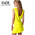 New 2016 Retail 9 Color Cotton Polyester Lycra Halter Deep V neck Vestido Sexy Fashion Spring