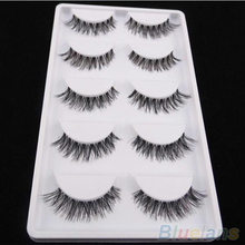 Latest 5 Pairs Lot Black Cross False Eyelash Soft Long Makeup Eye Lash Extension