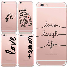 Super Slim Transparent LOVE LAUGH LIFE Printing Cell Phone Case For iphone 5 5s/6 6s Soft TPU Clear Skin Back Cover Capa