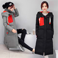 Winter new Korean Slim ultra long down jacket cotton padded women loose thick cotton coat large
