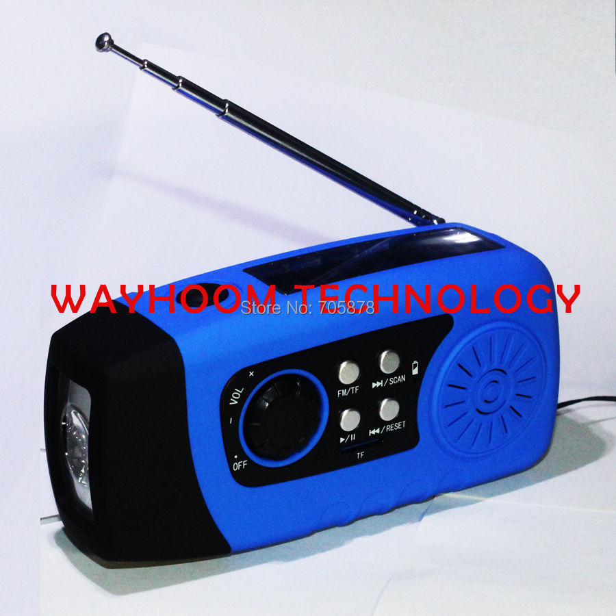 Hand Crank Solar Radio Phone Outdoor Charger 2000mAh hand crank generator TF/MSD Card Radio dynamo flashlight 1W LED lighting