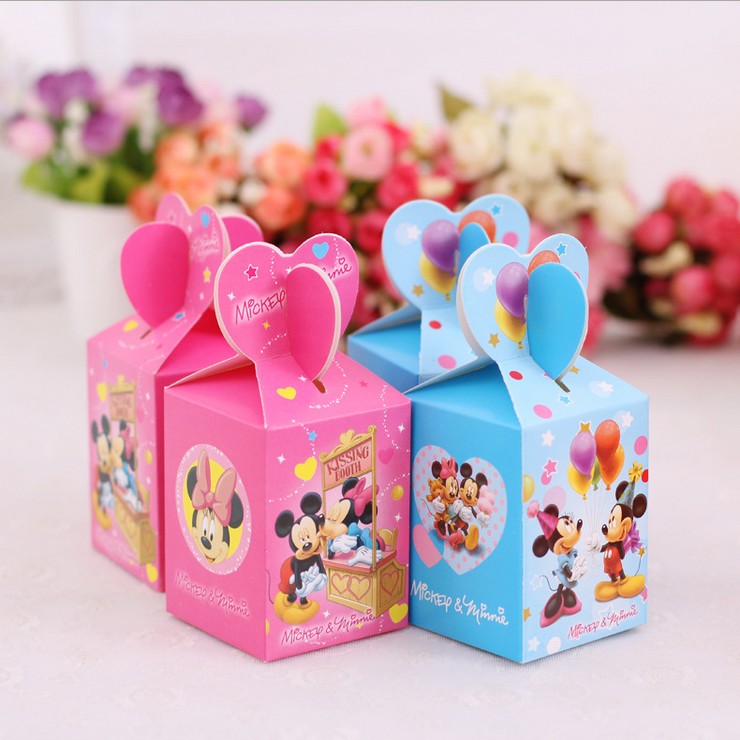 20pcs Minnie/Mickey Candy Box Wedding Favor Boxes For Chocolates Baby Shower Children Birthday Event Party Supplies Gift Box