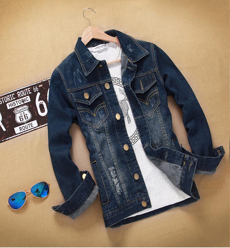 Men's Denim Jacket Big Size 3XL Outdoor Casual Youth Fashion Cowboy Clothes Blue Jeans Coat  2015 Fall  J802