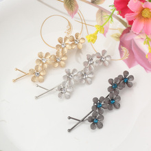 Metal Plum Flower Hair font b Accessories b font Hairpins Crystal Rhinestone Hair Ornaments Wave Hairclips