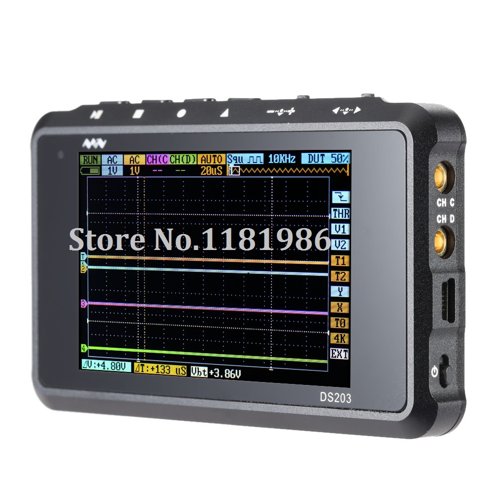 Mini DSO203 DS203 Digital Oscilloscope ARM Nano Portable 8MHz Bandwidth 4 Channels Arm Cortex M3