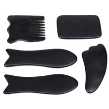 Hot Sale 5pcs Face Body Tool Set Waterproof Portable Black Chinese Traditional Gua Sha Acupuncture Massage