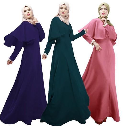 Muslim Abaya Dress For Women Fashion Cloak Maxi Dress Islamic Women Clothes Muslim Abaya Hijab Long Sleeve Dresses 023-1